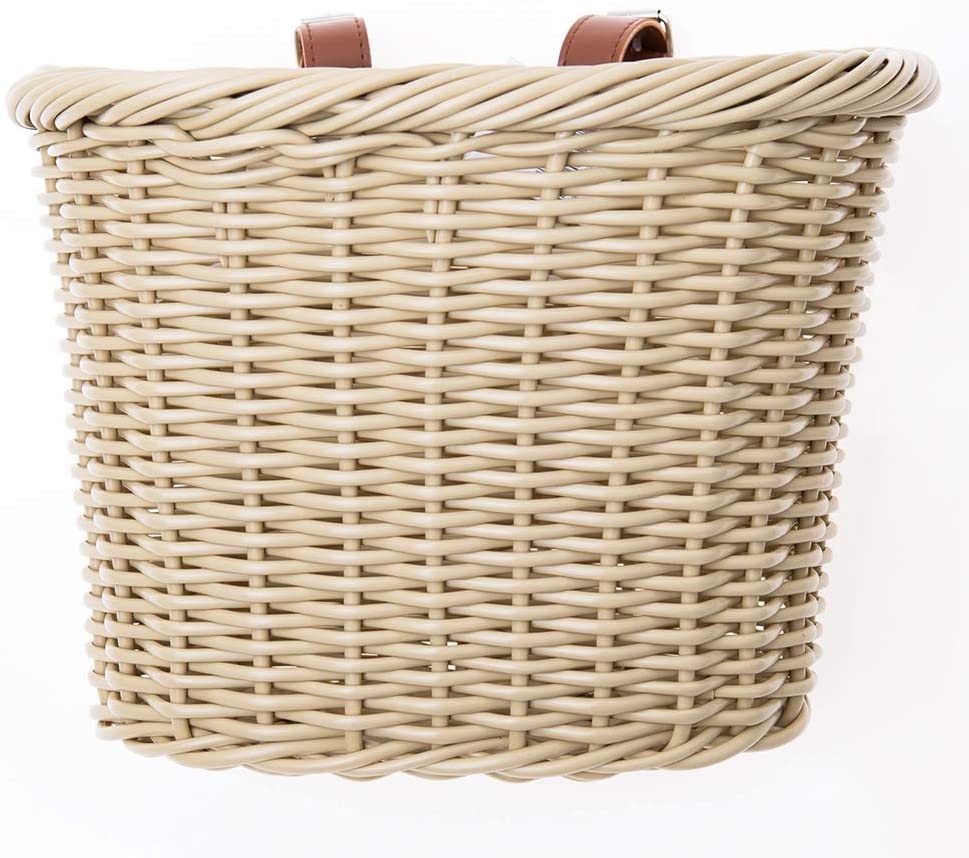 Firmstrong Wicker Bicycle Basket with Tan Leather Straps - Image 3