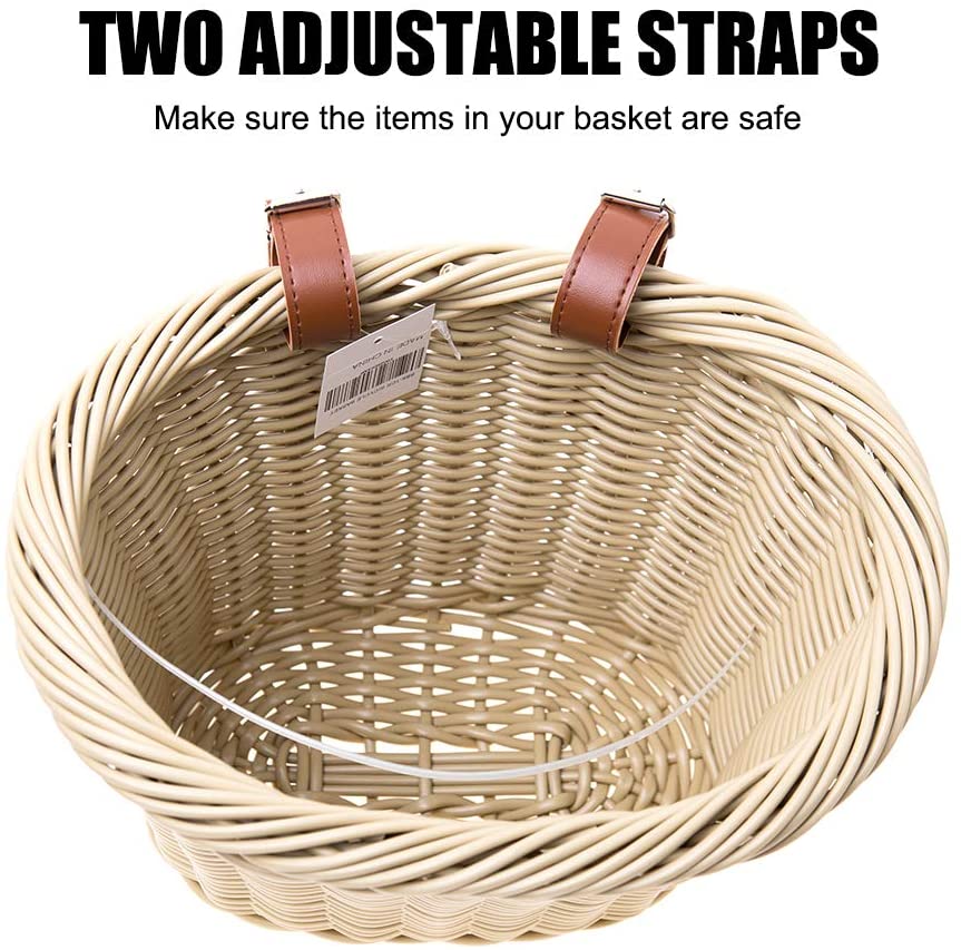Firmstrong Wicker Bicycle Basket with Tan Leather Straps - Image 5